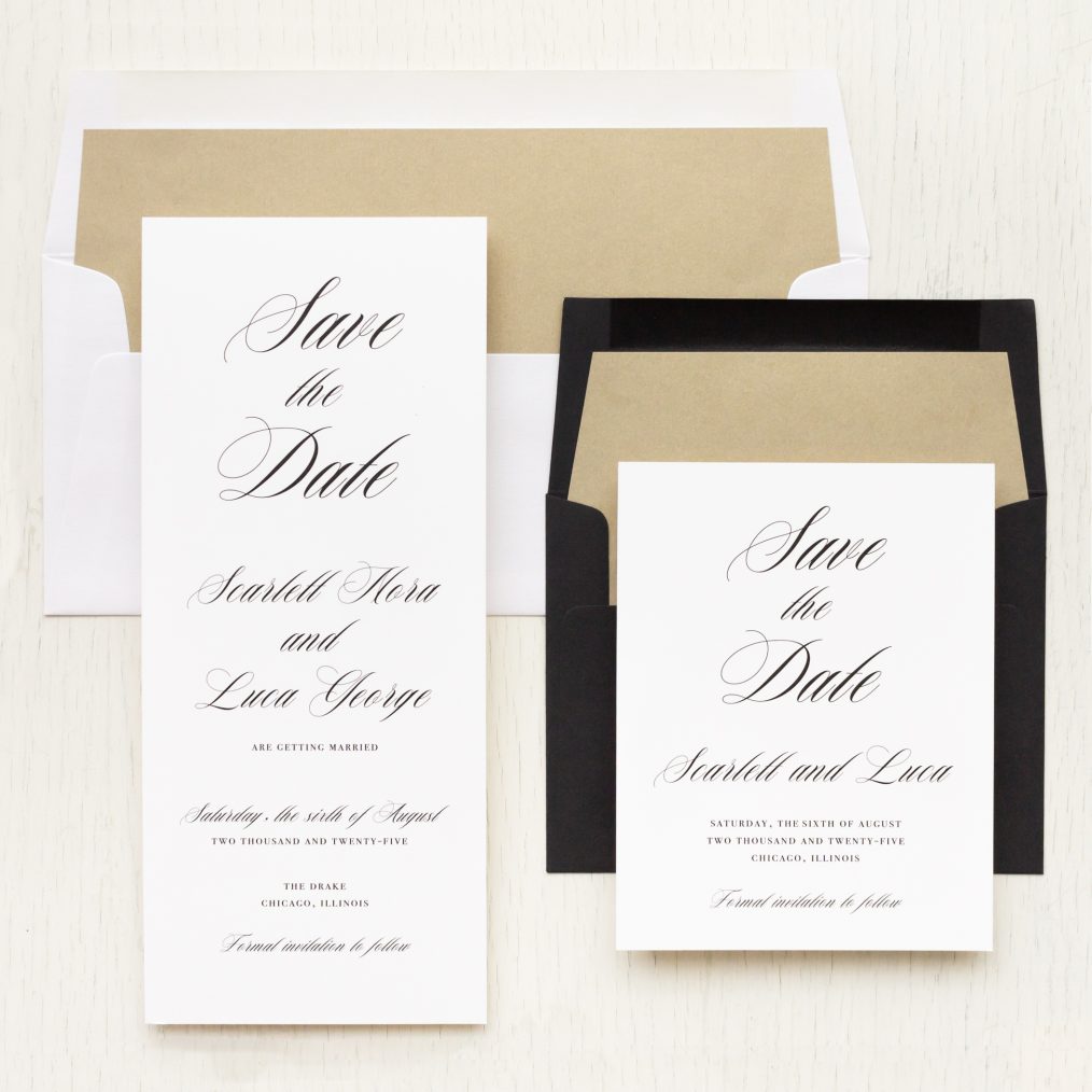 White & Gold Save the Dates