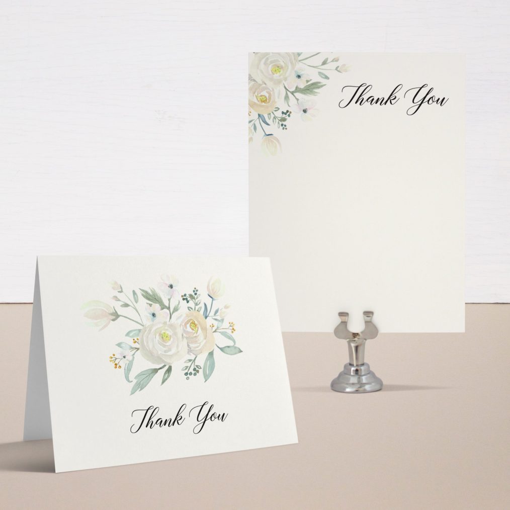 Ivory Floral Thank You Cards