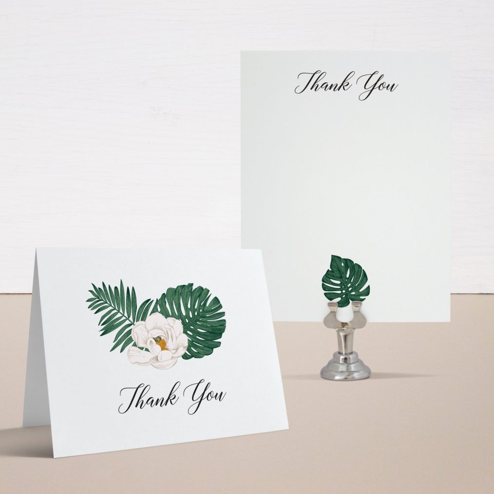 Tropical Gold & White Thank You Cards