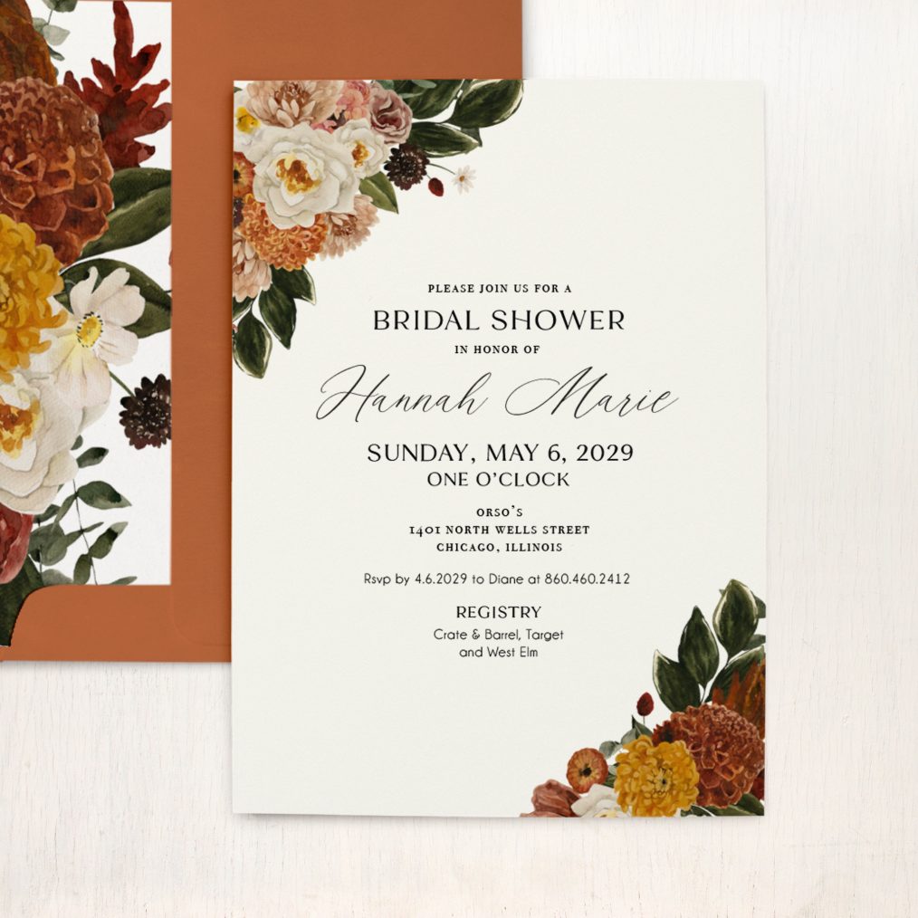Autumn Boho Bridal Shower Invitations