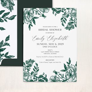 Emerald Bouquet Bridal Shower Invitations