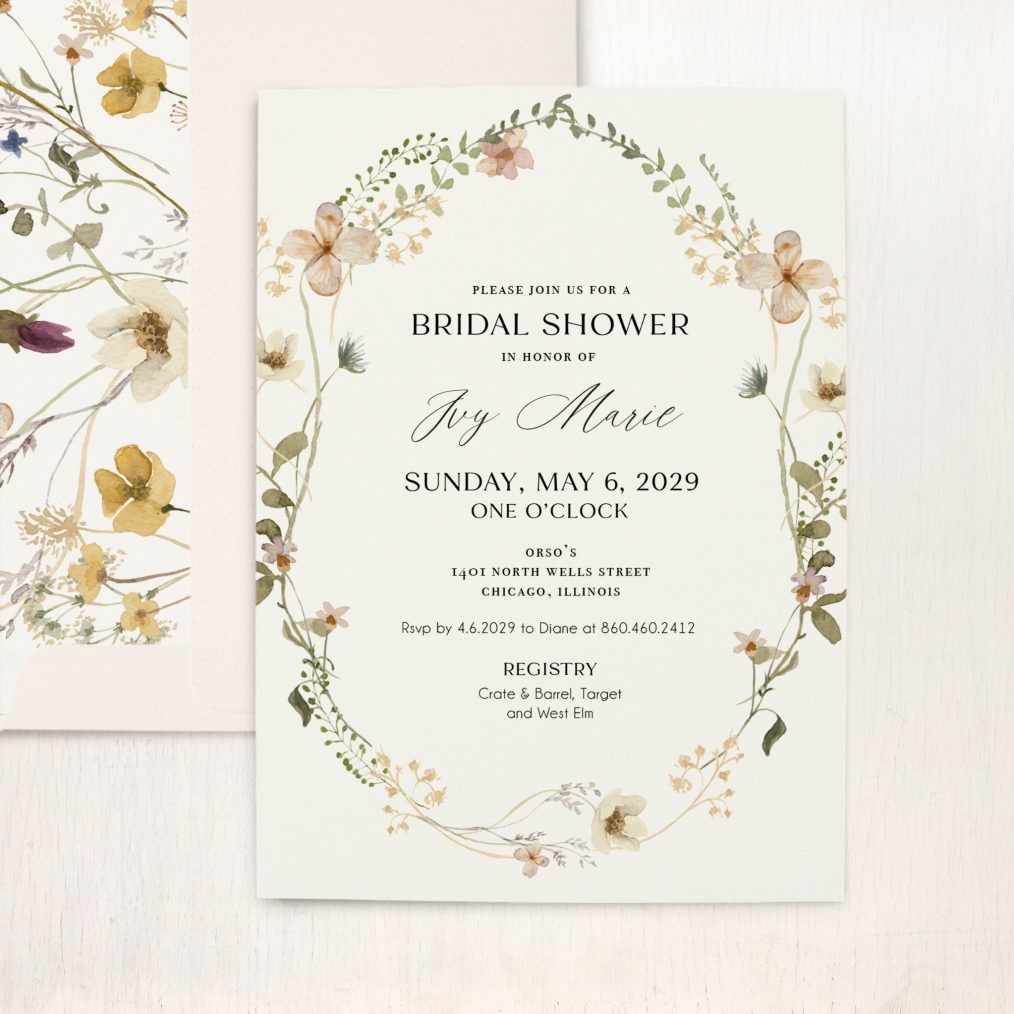 wildflower bridal shower invitations