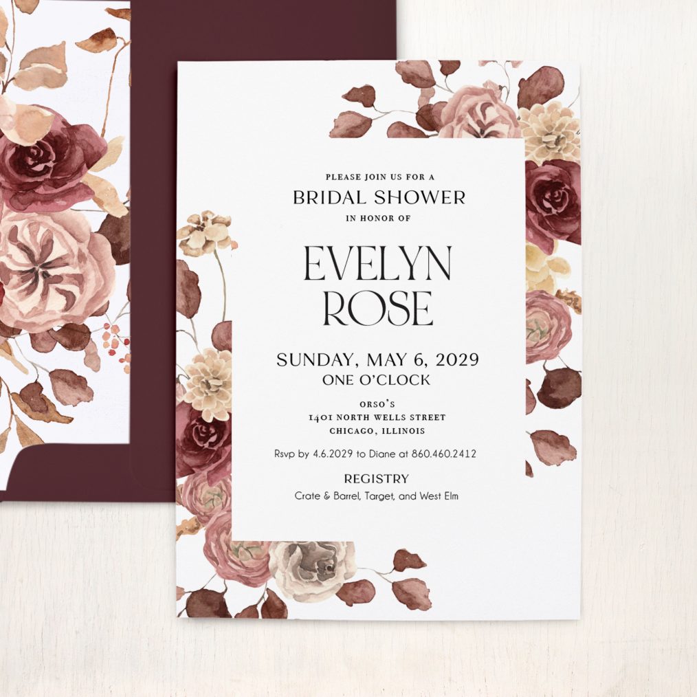 Modern Roses Bridal Shower Invitations