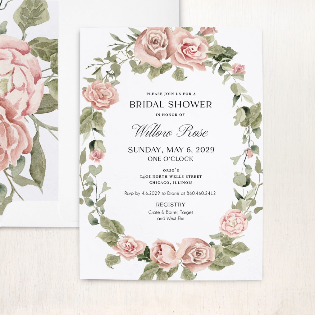Rose & Sage Bridal Shower Invitations