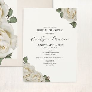 White Rose Bridal Shower Invitations