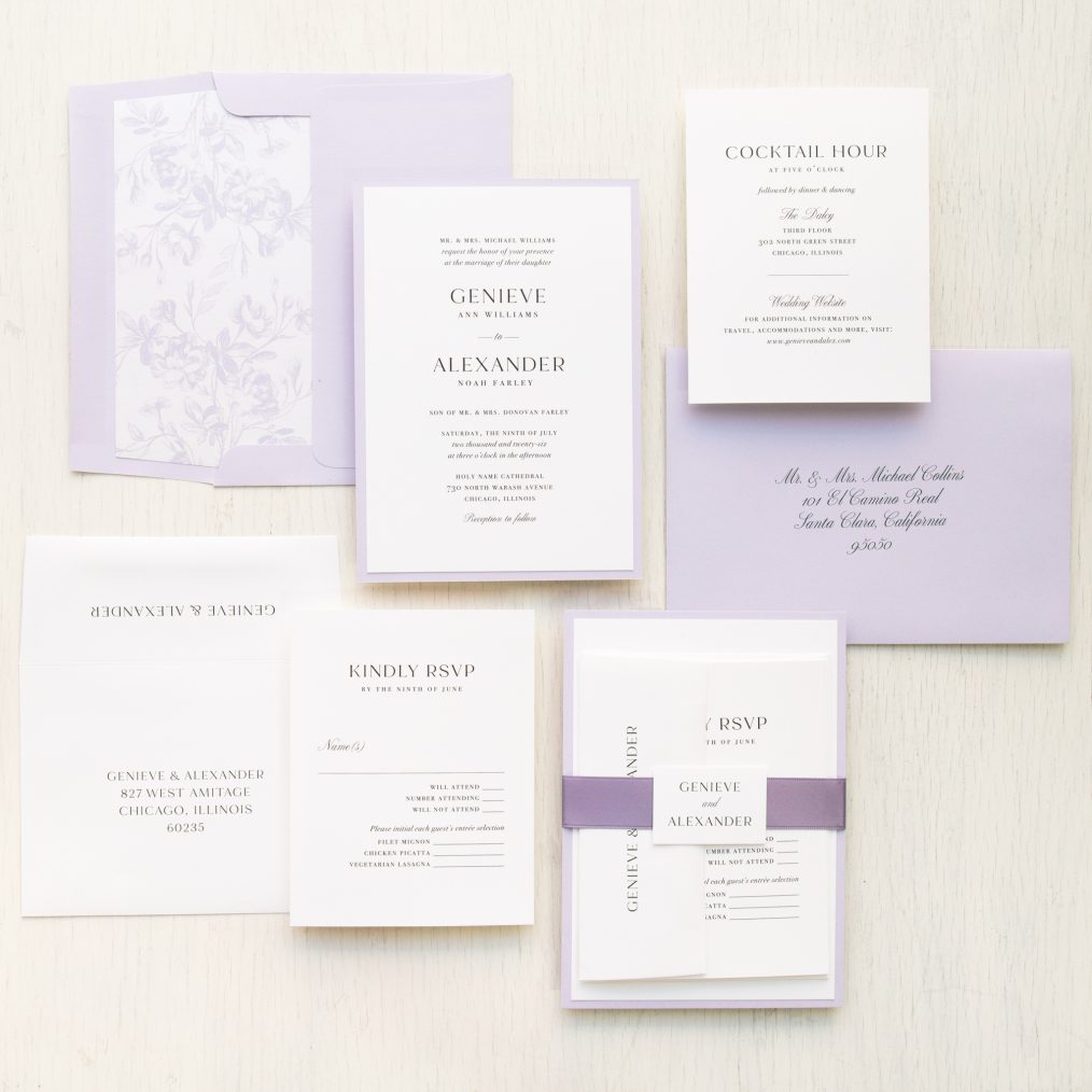 Simple Lilac Wedding Invitations