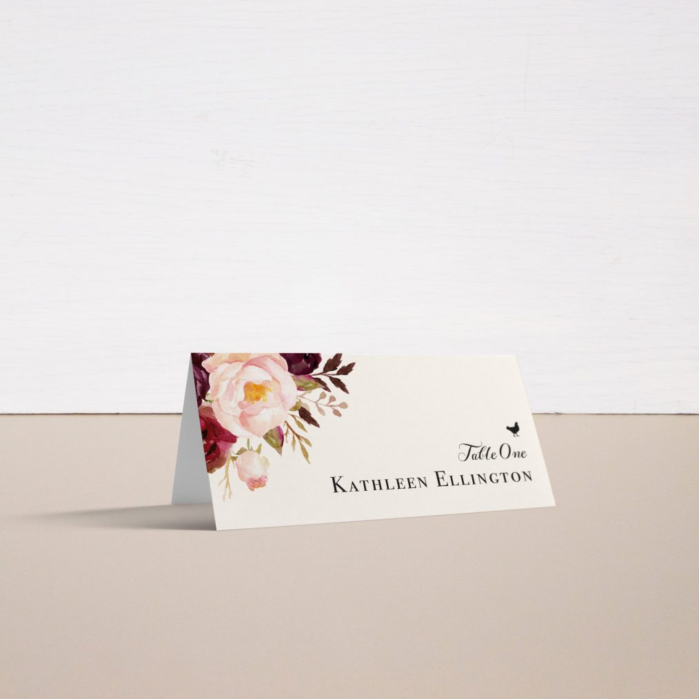 Burgundy Floral Place and Escort Cards