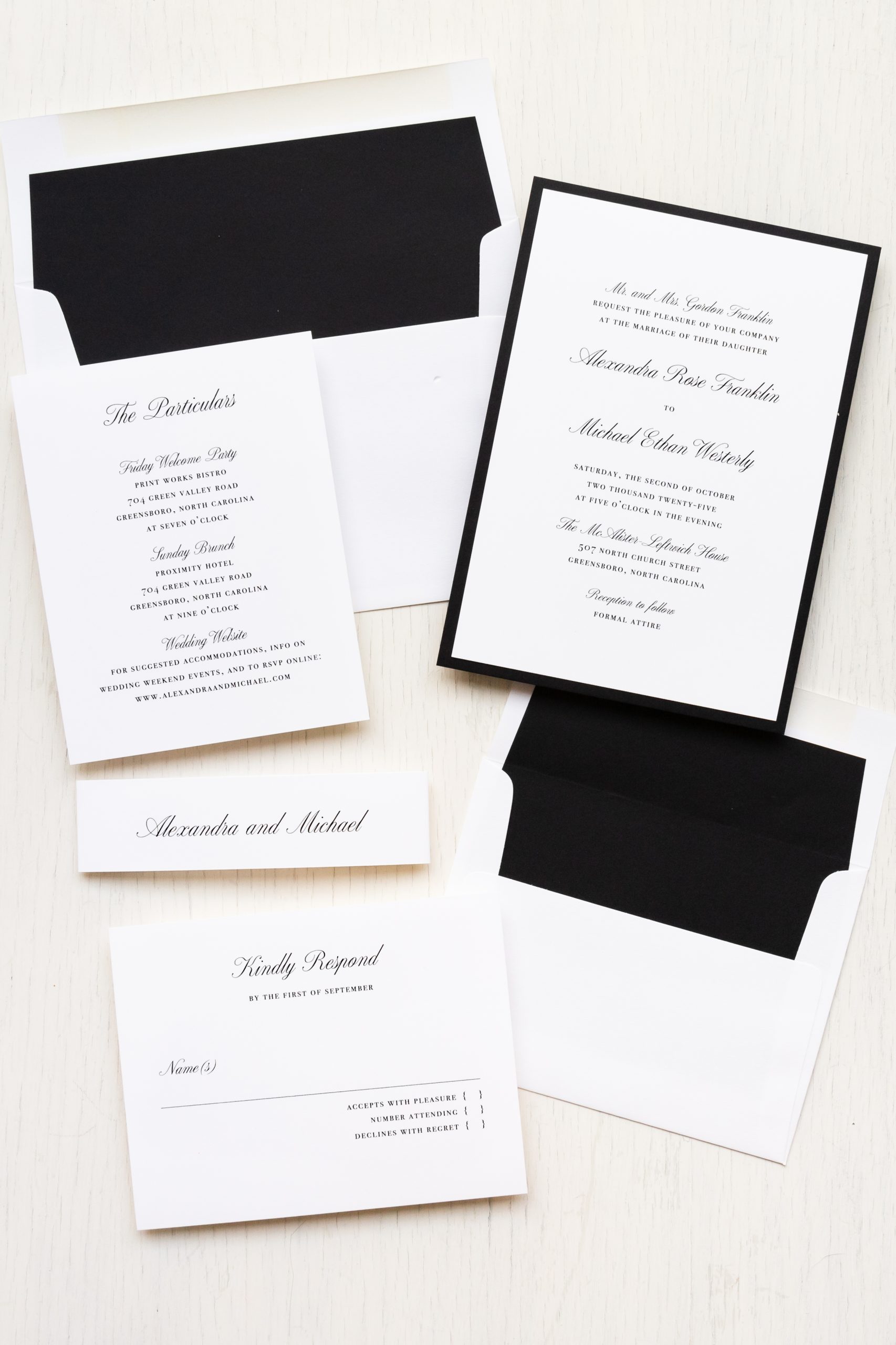 Elegant Black \u0026 White Wedding Invitations | Beacon Lane, image size:1706x2560