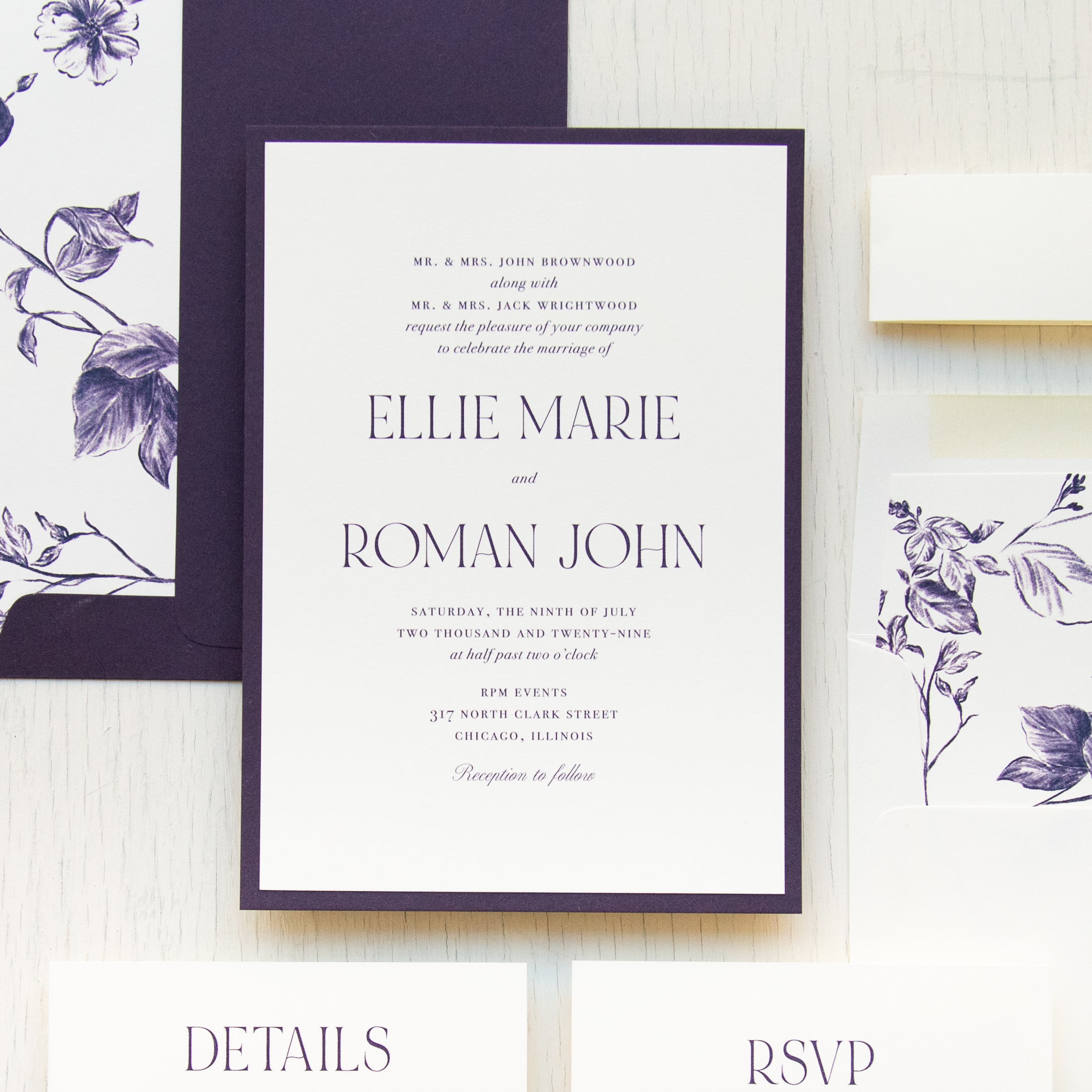 Fields of Plum Wedding Invitations, image size:2163x2163