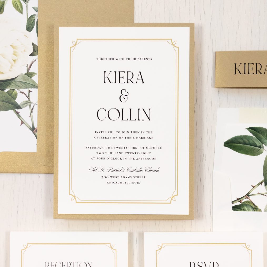 Gold Border Wedding Invitations | Beacon Lane